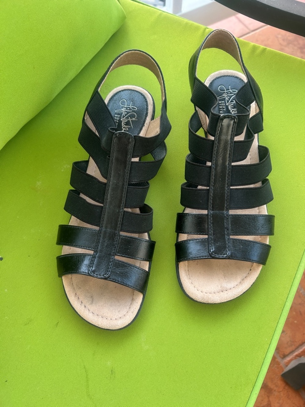 Life Stride Black Multi-Strap Comfort Sandals